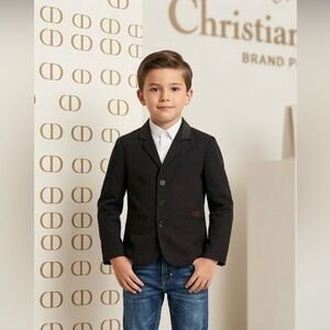 Authentic Christian Dior luxury designer boys black blazer jacket sz 8